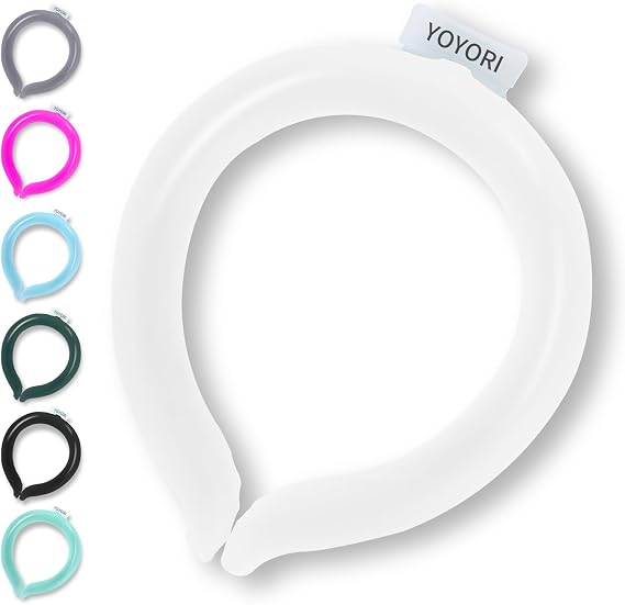 Neck Cooling Tube,Cooling Wrap for Summer,Reusable Ice Neck Ring Wearable Body Cooling Products for Heat Outdoor Sports(White)