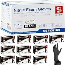 Schneider Nitrile Exam Gloves, Black, Large, Case of 1000, 5 Mil Thick Disposable Gloves, Latex Free, Powder Free, Food Safe, Non Rubber for Medical, Cleaning & Cooking, Barbecue, Food Prep