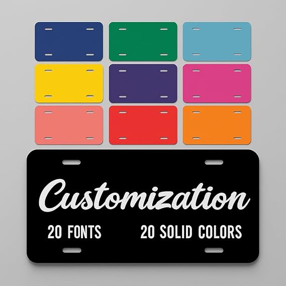 Custom License Plate for Front of Car - Personalized with Photo & Text, Premium Aluminum, Made in USA, 6x12 in, Black
