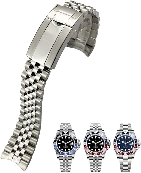 20mm 904L Solid Stainless Steel Watchband For Rolex GMT Master II Wrist Watch Band Bracelet Jubilee with Oyster Clasp