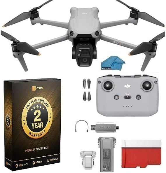 DJI Air 3S - 1" CMOS 4K/60fps HDR Camera Drone with RC-N3, 128GB MicroSD, 45-Min Flight Time & 20km Video Transmission Professional Bundle