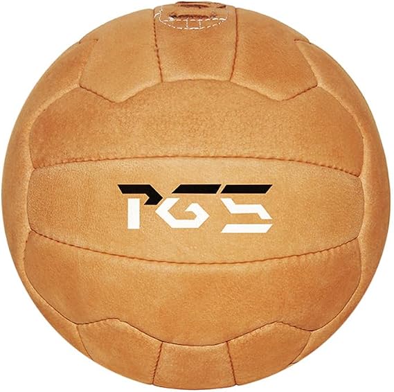PGS Vintage Soccer Ball Antique Leather Football Size 5, Light Brown