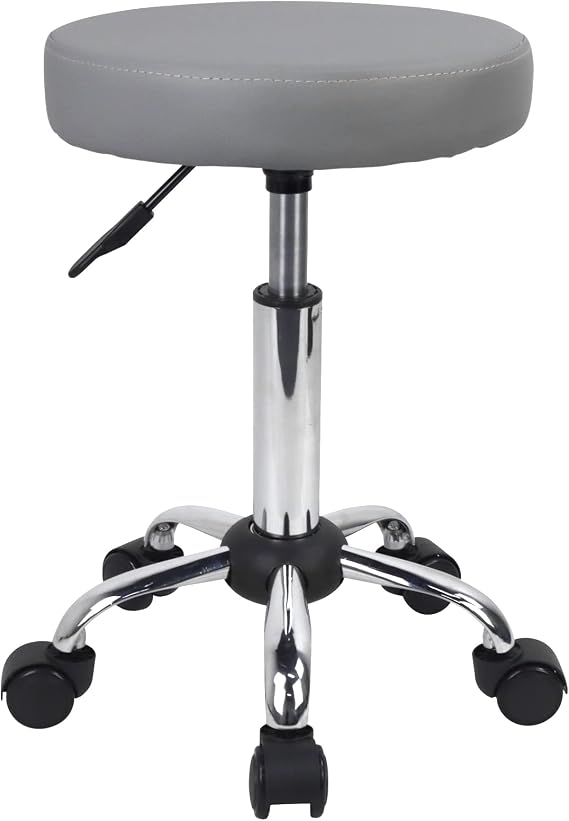 FURWOO Multi-Purpose Rolling Stool Round Stool with Wheels for Spa Adjustable Drafting Stool Gray