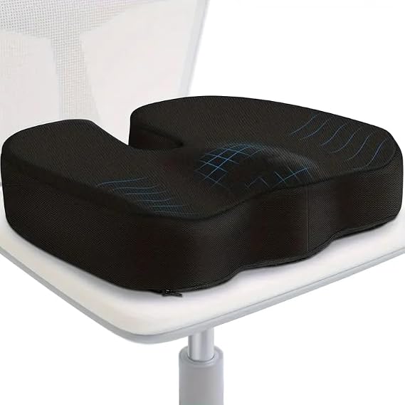 Ortopedik Oturma Minderi Visko Cocix Elastik Minder Basur Minderi Oturma Simidi Yastığı Hemoroid Yastık, Figiza, Siyah, Standart