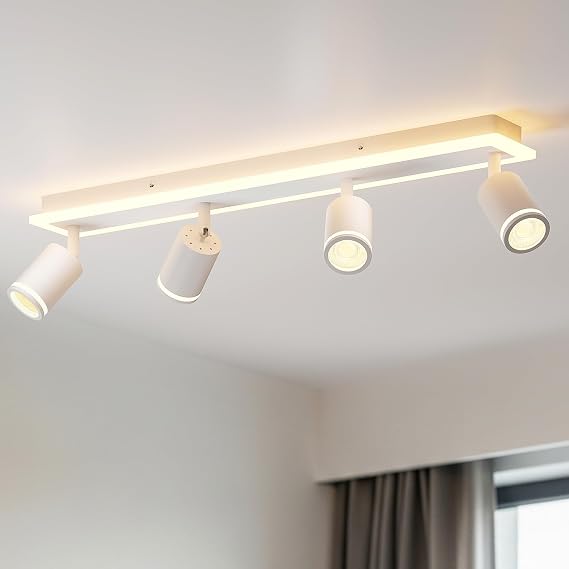 LVWIT Ceiling Spotlight 4 Bulbs GU10 Ceiling Spotlight LED White Modern Ceiling Light Spotlight Kitchen Lamp Ceiling Light Spotlight for Living Room Bulb Not Included [Energy Class A]