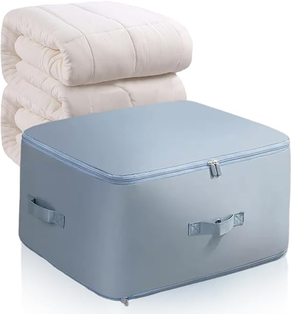 Ultra Space Saving Self Compression Organiser 2024 Storage Bag for Duvets Blankets Bedding Save 80% Space Vacuum Bags Clothes (Blue 52 x 42 x 30 cm)