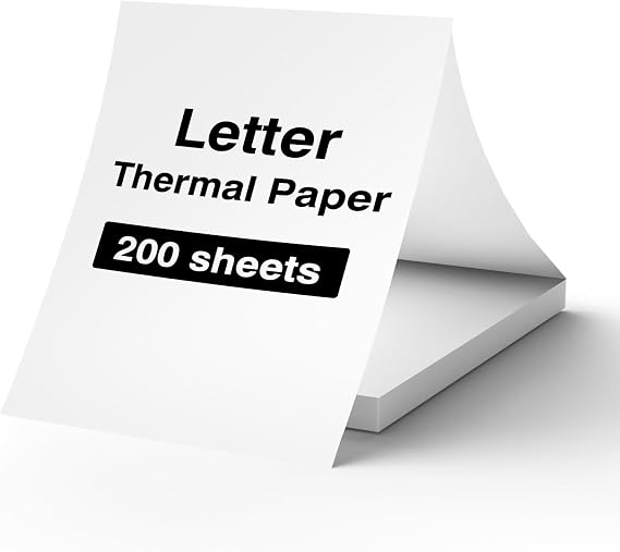 200 Sheet Thermal Folding Printing Paper, 8.5x11 Inches US Letter Continuous Printing for MT610 Thermal printer Compatible with iDPRT/HPRT/PRT Portable Printer and Other Document Printers