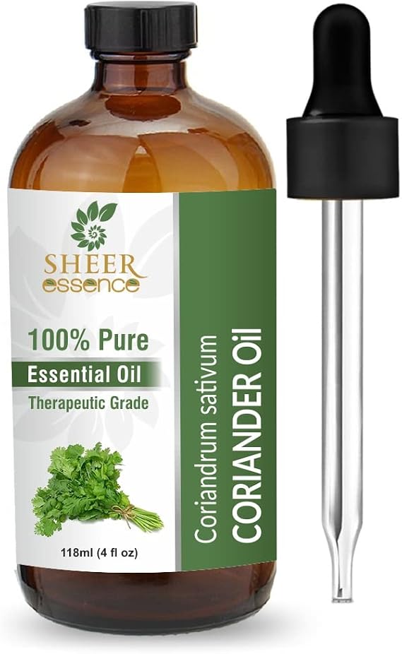 Essential Oils 4oz - 100% Pure and Natural - Therapeutic Grade Oil - Huge 4 Fluid Ounces Bottle with Premium Glass Dropper (Coriander Oil)