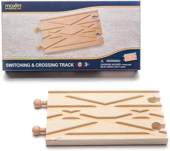 Maxim Enterprise, inc. Switching and Crossing Wooden Train Track, Advanced Expansion Track Compatible with Thomas & Friends, Brio, and All Major Brand Fine Wooden Train Sets and Railway Accessories