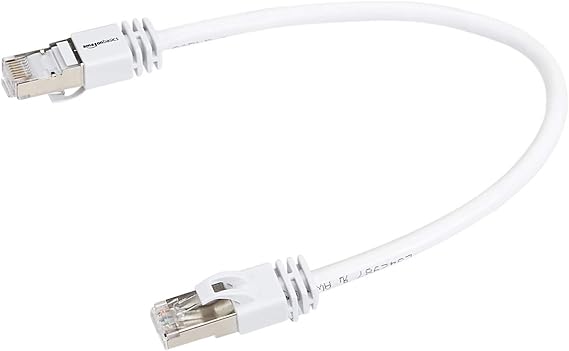 Amazon Basics Cat 7 RJ45 Broadband Gigabit Ethernet Internet Cable, 1 ft (5 Pack), White