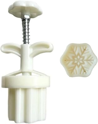 Mooncake Stamp & Cookie Cutter Set - 2 Piece Plastic Moon & Snowflake Design - Hand Press Mooncake Mold & Pastry Decorating Gadget