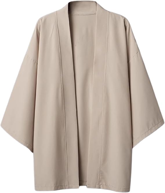 Men's Women's Unisex 3/4 Sleeve Kimono Yukata Haori Coat Tops Shirt Japanese Style Loose Retro Casual Plain