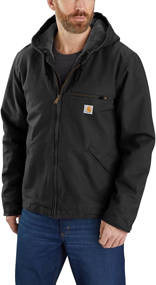 Carhartt Men's Loose Fit Washed Duck Sherpa Lining Work Utility Outerwear (Pack of 1)