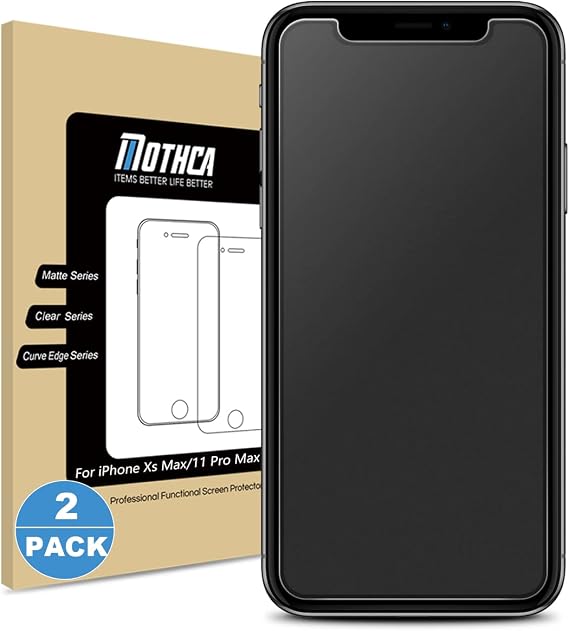 Mothca 2 Pack Matte Glass Screen Protector for iPhone Xs Max/iPhone 11 Pro Max Anti-Glare & Anti-Fingerprint Tempered Glass Clear Film Case Friendly 3D Touch Easy Install Bubble Free - Smooth as Silk