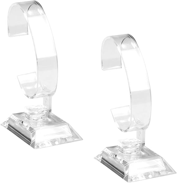 2 PCS Clear Watch Display Stand Wrist Jewelry Bracelet Display Stands Rack Shop Showcase Holder Stretchie Bangle Bracelet Display Stand