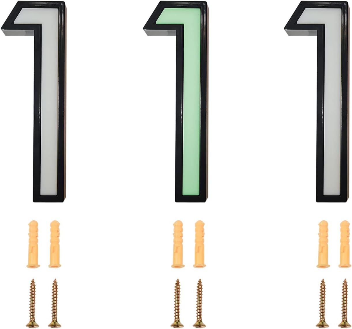 3 Pack 4.92 Number [1] Black Door Sign, Glow in the Dark Door Sign!!! For Mailbox or Door Address, Home Office Hotel Room, Shop Commercial Building Sign