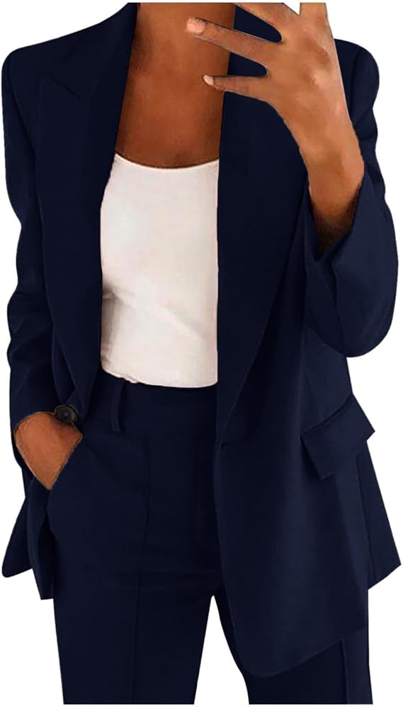 Pant Suits for Women Dressy Suits 2 Piece Business Long Sleeve Formal Casual Blazer Pantsuits Set Work Office Outfits