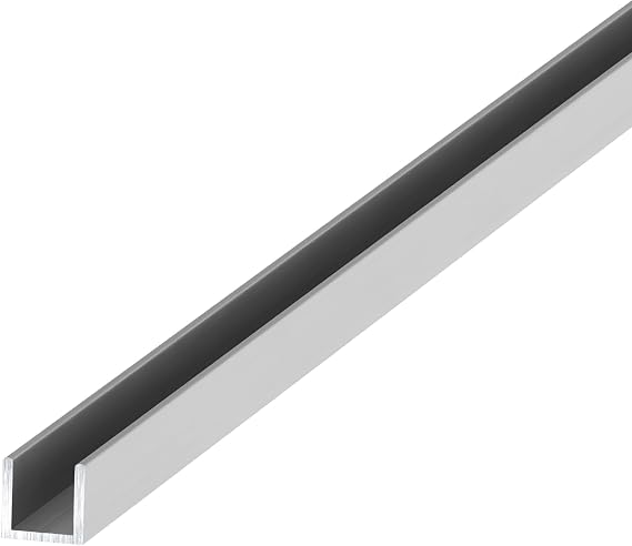 Brixwell Fixed Panel Deep U-Channel, Brite Anodized Finish for 1/2" Glass, 3/4" Height, 43/64" Width, 95" Length, Extruded Aluminum Frame, Frameless Shower U Channel, Aluminum U Channel