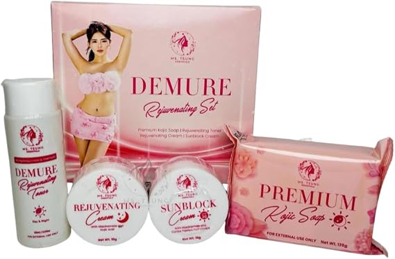 Ms. Tsung Demure Rejuvenating Set with Premium Koji Soap, Toner, Cream, Sunblock Cream, Skin Care Set