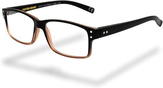 Foster Grant "Thames Reading Glasses, Black and Brown, Multiple Magnifications
