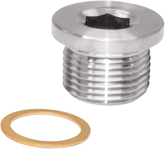 M27 x 1.5 Stainless Steel Pipe Plug Hex Head High Rust Resistance with Copper O-Ring(Pack of 1)