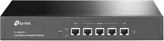 TP-Link TL-R480T+ Wired Router, Load Balancer, Broadband, 5 Ports 3 WAN/LAN Port/1 WAN Port