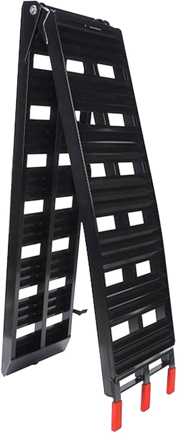 Motorcycle Ramp for Trucks, Aluminum Folding Loading Ramp for Bikes, ATVs, Lawn Mowers, Golf Carts, Curbs, Capacity 700 LBS