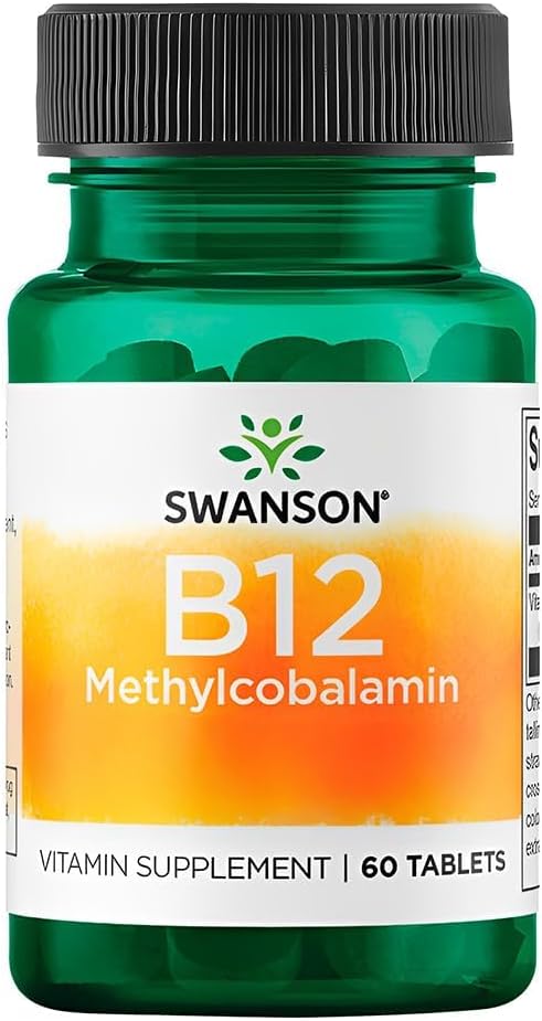 Swanson Vitamin B-12 Methylcobalamin, 5000 mcg, 60 Tablets | High-Absorption Methylcobalamin, the Neurologically Active Form of B12, Supports Proper Red Blood Cell Formation