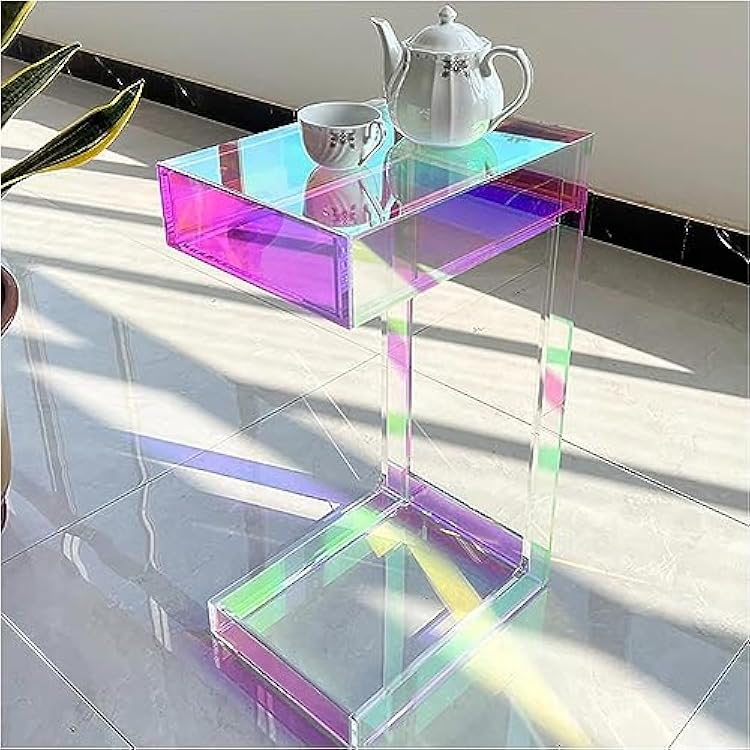EYPKPL Acrylic End Table Rectangular Coffee Table Advanced Art Locker Cabinets Bedside Table Sofa Side Table Colorful Side Tables