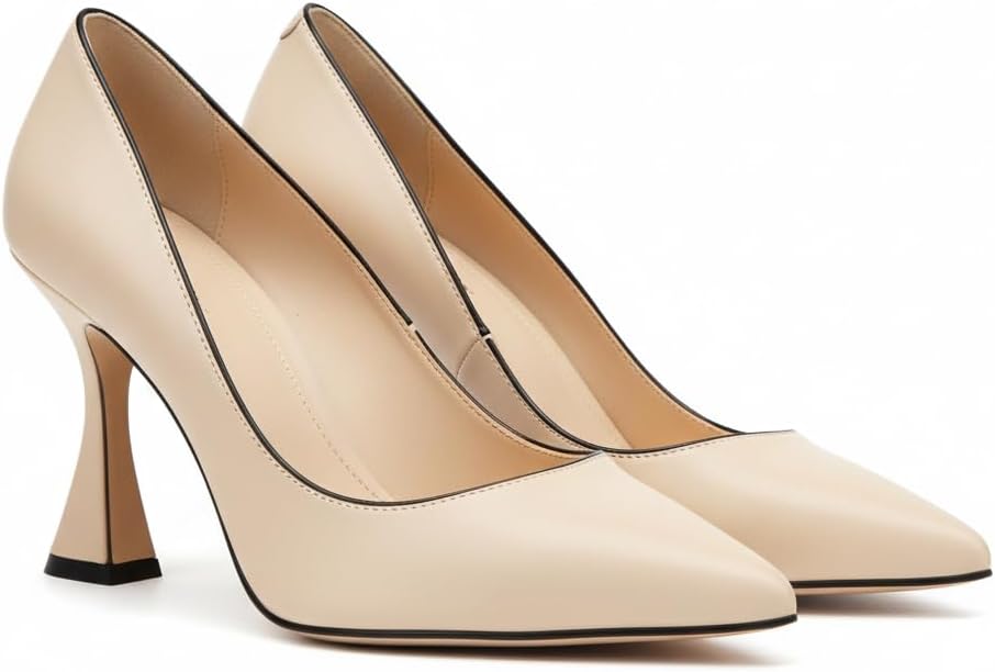 Kadın Bej Sivri Burun İnce Topuklu Stiletto Ayakkabı - Ulba