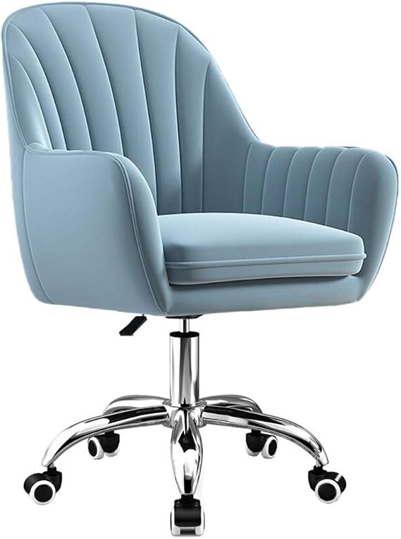 Velvet Desk Chair for Bedroom, Desk Chair with Adjustable Height, Comfortable Computer Chairs Rolling Executive Task Chairs,Blue