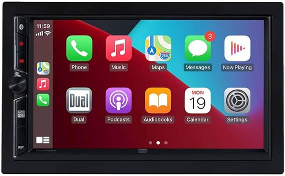 Dual Electronics Dual DCPA723W 2-DIN 7"" Apple CarPlay Android Auto Digital Multimedia Receiver