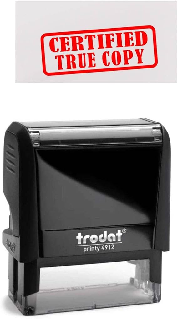 Certified True Copy Stamp for Document Verification - 4912-3/4 x 1-7/8