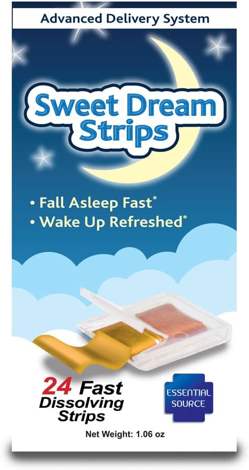 Essential Source Sweet Dream Melatonin Sleep Strips, 24 Count | Fast Dissolve Sleep Aid, Relaxation & Restful Nights, Water-Free Oral Strips, Rapid Absorption