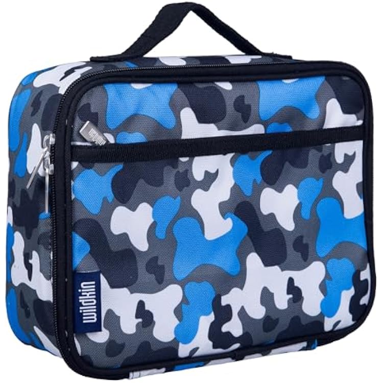 Wildkin Kids Insulated Lunch Box, Keeps Food Hot or Cold, BPA-Free with Mesh Pockets & Easy-Clean Lining Ideal for School, Travel & Daycare Blue Camo