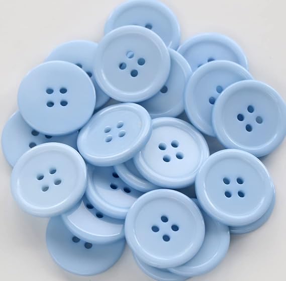 GANSSIA 1 Inch Button 25mm Sewing Flatback Buttons Blue Colored Pack of 50