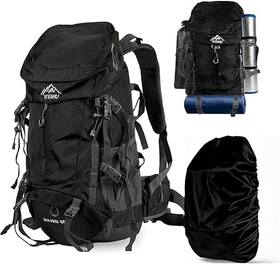 Hiking Backpack 60L Waterproof with Rain Cover - Trekking Backpack with Carrying System Hydration System Compatibility Shoe Compartment Lightweight & Ergonomic for Camping Hiking