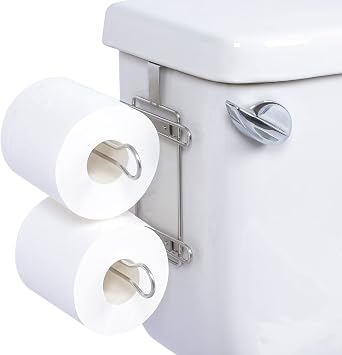 TQVAI Over the Tank Toilet Paper Roll Holder Stainless Steel Bathroom Tissue Storage Rack, Chrome Finish