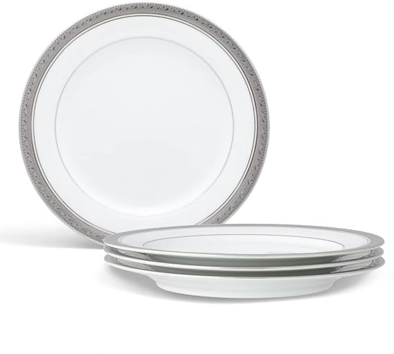 Noritake Crestwood Platinum Set of 4 Salad Plates, 8-1/4"