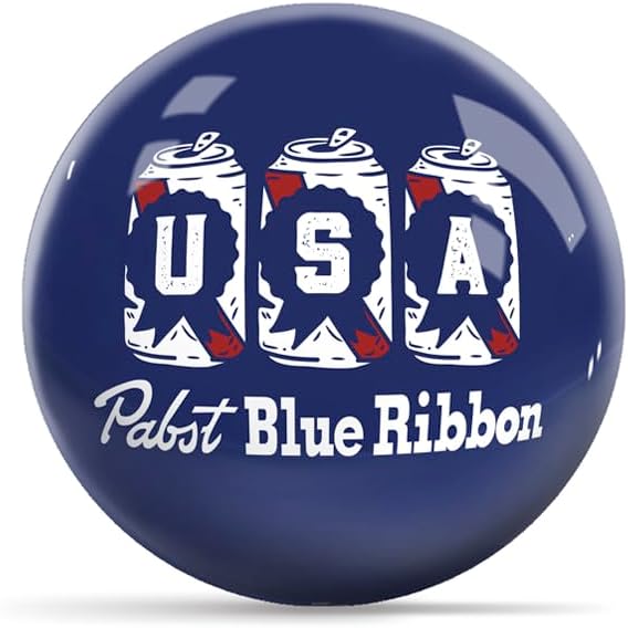On The Ball Bowling Pabst USA Cans Undrilled Bowling Ball