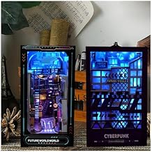 Book Nook Cyberpunk Style Hand 3D Dimensional Book Stand Model Ornaments Unzip Blue Cool Miniature Book Nook Shelf Insert