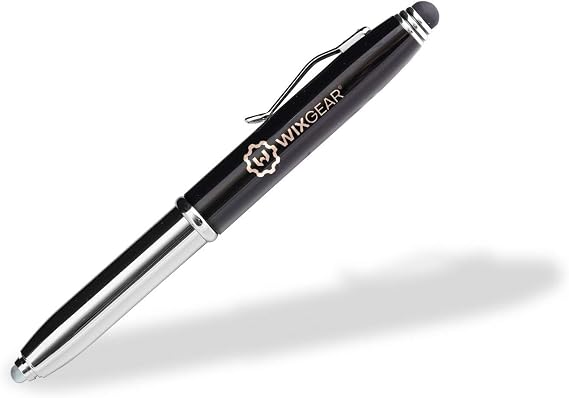 Tri-Function Pen - Stylus Pen for Touch Screens with LED Flashlight and Pen (Black)