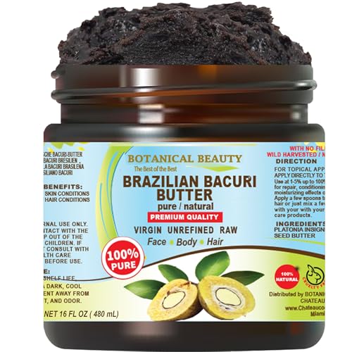 Botanical Beauty Brazilian BACURI BUTTER 100% Pure Natural VIRGIN UNREFINED for FACE, SKIN, BODY, HAIR, NAILS Skin Moisturizer Butter, Skin Nourishing Butter 16 Fl Oz