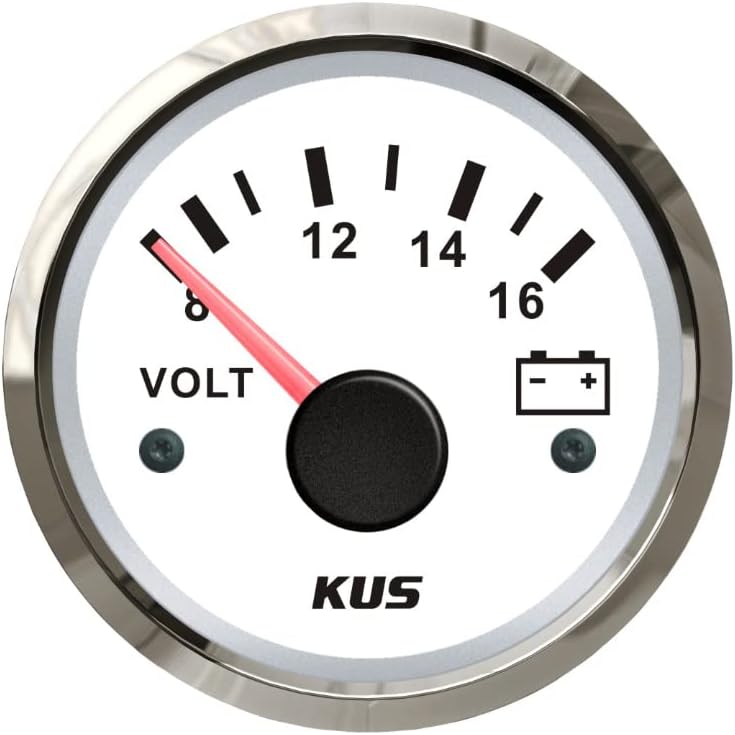 KUS 52mm Universal 12V DC Voltage Meters Voltmeters Gauges Waterproof 8-16V for RV Car Boat Yacht Auto Motorhome Truck