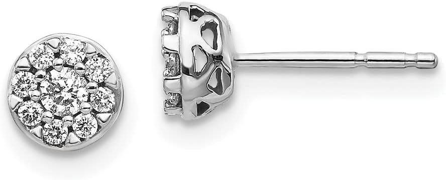 Diamond2Deal 14K White Gold Diamond Cluster Earrings
