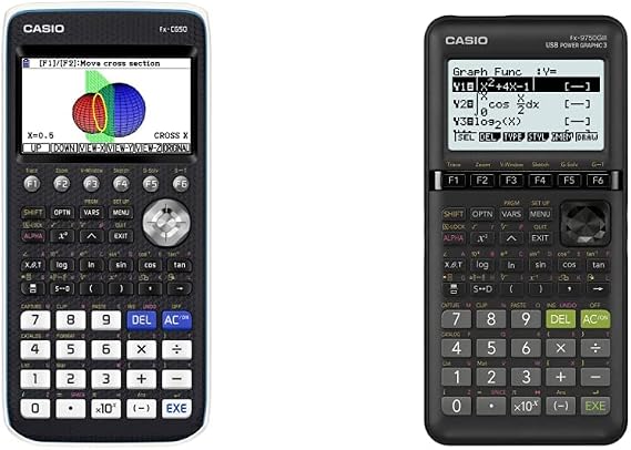 CASIO PRIZM FX-CG50 Color Graphing Calculator,Black & White,7.21" Wx10.32 Lx2.05 H & fx-9750GIII, Standard Graphing Calculator, Python and Natural Text Book Display, Black