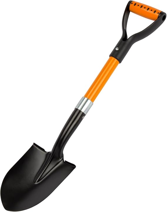 28-inch Small Round Shovel With D-Handle - Kids Metal Beach and Camp Shovel, Garden Tool With Fiberglass Handle