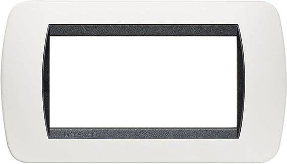 BTicino L4804PA Plate 4 Modules Livinglight, Dark Steel, white, L4804PB