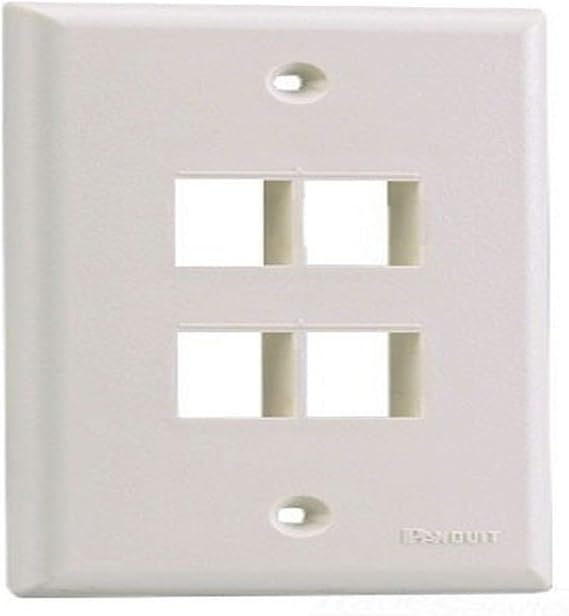 Panduit NK4FNWH 1-Gang 4-Port Faceplate, White