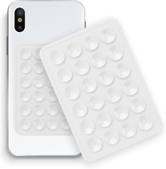 シンビジウム シリコン吸盤 携帯電話マウント - スティッキーフォングリップ 吸盤電話ケース - iPhoneとAndroidの吸盤電話マウント 自撮りやTiktokビデオ用 ホワイト